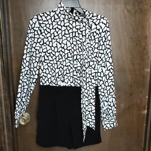 Express women's romper with top designed and black shorts nwt